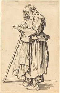 Beggar Woman Receiving Charity by Jacques Callot