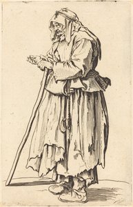 Beggar Woman Receiving Charity by Jacques Callot