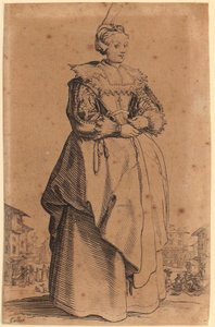 Lady with Headdress, Plate 1 from the Series “The Nobility” by Jacques Callot