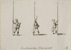 Drill with Raised Pike (plate six from The Military Exercises)