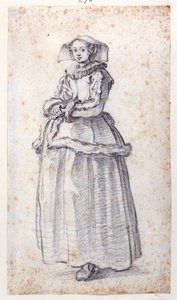 Figure with Fur-Trimmed Dress