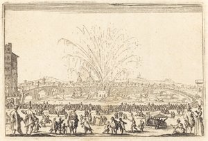 Fireworks on the Arno, Florence by Jacques Callot