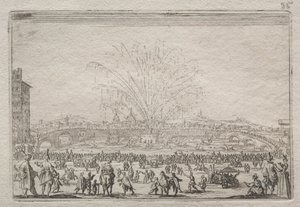 Fireworks on the Arno, c. 1622 by Jacques Callot