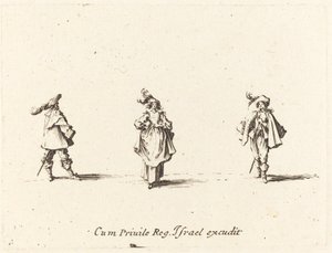 Lady with Plumes, and Two Gentlemen by Jacques Callot
