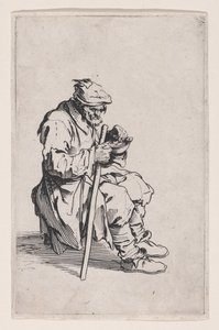 The Beggar Sitting and Eating, from "The Beggars, also called the Barons" by Jacques Callot