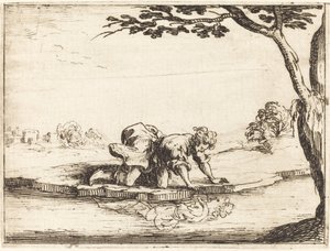 Narcissus Looking in the Water by Jacques Callot