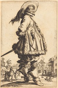 Noble Man with Mantle Trimmed in Fur, Holding his Hands Behind his Back by Jacques Callot