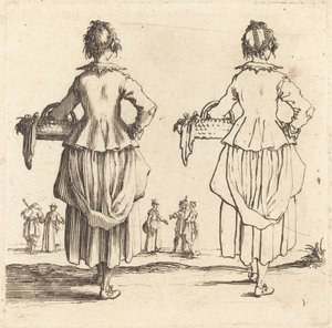 Peasant Woman with Basket, Seen from Behind by Jacques Callot