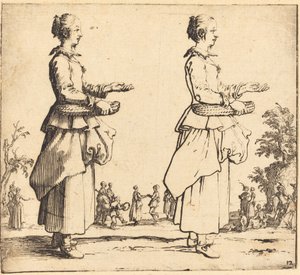 Peasant Woman with Basket, in Profile, Facing Right by Jacques Callot