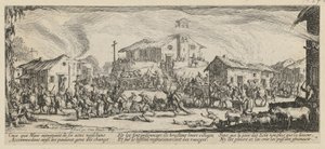 Pillage and Burning of a Village, Sheet 7 from the Series "Horrors of War" by Jacques Callot