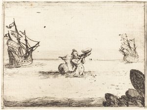 Siren between Two Ships by Jacques Callot