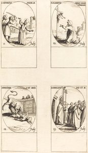 St. Abundius; St. Galbertus; St. Marciana; St. Anacletus by Jacques Callot