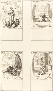 St. Margaret of Antioch, St. Praxedes, St. Mary Magdalene, St. Bridget of Sweden by Jacques Callot