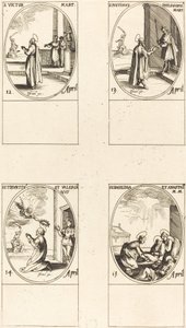 St. Victor; St. Justinus; Sts. Tiburtius and Valerianus; Sts. Basilissa and Anastasia by Jacques Callot
