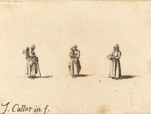 Three Women, One Holding a Child, probably 1634 by Jacques Callot