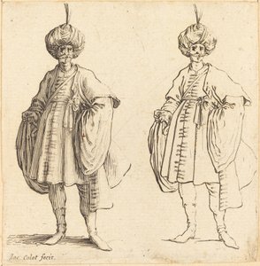 Two Turks Dressed in Turbans with a Plume by Jacques Callot