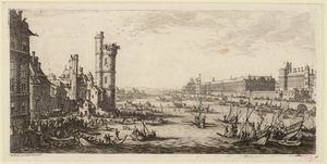 View of the Louvre and the former Porte de Nesle (IFF 667). by Jacques Callot