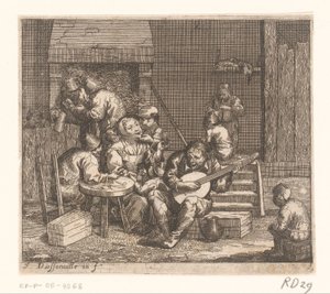 Man Playing Guitar in a Tavern by Jacques Dassonville