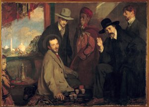 Andre Gide and His Friends at the Cafe Maure of the World Exposition of 1900 by Jacques Emile Blanche