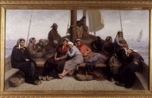 Oyster Fishing on the Deck of a Boat by Jacques Eugene Feyen
