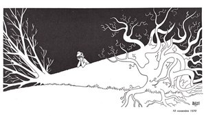 Marianne mourns the death of General De Gaulle, represented by a slaughtered oak