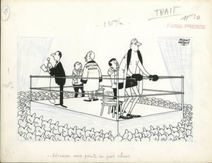 Paris-Presse, Satirical in Black & White by Jacques Faizant