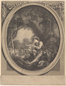 The Departure of the Courier by Jacques Firmin Beauvarlet after François Boucher