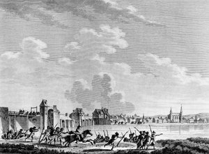 French Revolution: Deroute de Passy on July 13, 1793. Engraving by Berthaut after Swebach. Paris, Library of the Institute of History of Revolution