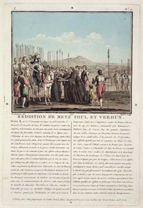 Henri II (1519-59) Receives the Keys of Metz, Toul and Verdun (1552), Engraved by Jean Baptiste Morret, 1790
