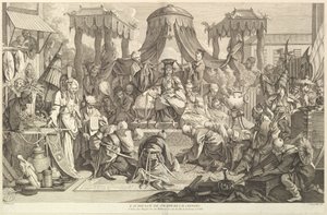 The audience of the Chinese Emperor, from Chinois by Jacques Gabriel Huquier