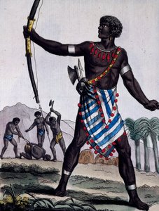 Anzikos warrior, Africa, engraving from Encyclopedia of voyages by Jacques Grasset de Saint Sauveur