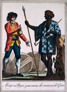 Alcaty, tribal chief of Goree, Senegal, engraving from Encyclopedie des Voyages by Jacques Grasset de Saint Sauveur