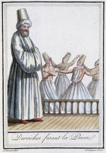 Dervishes praying (Whirling Dervishes) - in Encyclopedia of Travels by Grasset Saint Sauveur, ed. Paris 1796 by Jacques Grasset de Saint Sauveur