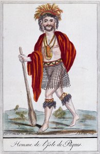 Easter Island native, color engraving by Laroque by Jacques Grasset de Saint Sauveur