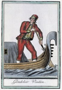 Gondolier in Venice - in Encyclopedia of Voyages by Grasset Saint Sauveur, ed. Paris 1796