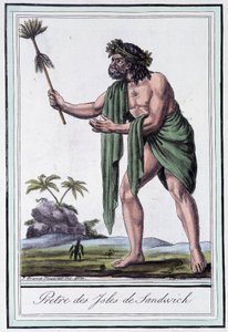 Priest of the Sandwich Islands - in Encyclopedia of Travels by Grasset Saint Sauveur, ed. Paris 1796 by Jacques Grasset de Saint Sauveur