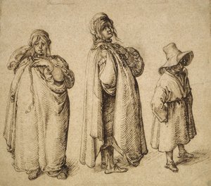 Two Studies of a Roma Woman and a Roma Boy in a Large Hat by Jacques II de Gheyn