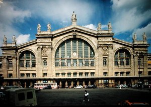 View of the facade of the Gare du Nord, built 1861-63 by Jacques Ignace Hittorff