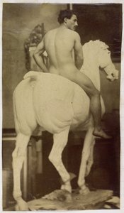 Study of a Male Nude Model, Sitting on a Plaster Horse, in the Studio of Jacques de Lalaing, Possibly Preliminary Study for Equestrian Portrait, Museum of Fine Arts Ghent