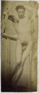 Study of a Male Nude Model, Hanging in a Wooden Structure, in the Studio of Jacques de Lalaing