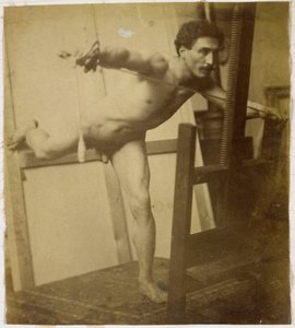 Study of a Male Nude Model, Leaning Forward with Right Leg Back, in the Studio of Jacques de Lalaing by Jacques Lalaing (attributed to)