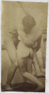 Study of a Male Nude Model, Standing and Wrestling with Mannequin, in the Studio of Jacques de Lalaing, Possibly Preliminary Study for the Painting The Wrestlers
