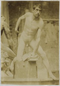 Study of a Male Nude Model, Seen from the Front, in the Studio of Jacques de Lalaing by Jacques Lalaing (attributed to)