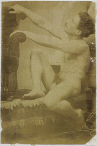 Study of a Male Nude Model, Sitting and Seen from the Side, in the Studio of Jacques de Lalaing