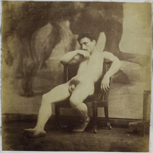 Study of a Male Nude Model, Sitting in a Chair, in the Studio of Jacques de Lalaing