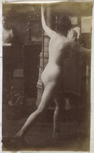 Study of a Female Nude Model, Seen from the Back, in the Studio of Jacques de Lalaing by Jacques Lalaing (attributed to)
