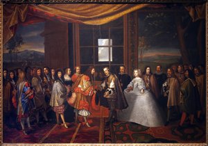 Thirty Years War: Interview of the King of France Louis XIV and Philip IV of Spain by Jacques Laumosnier