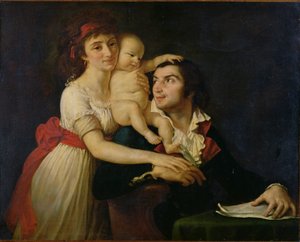 Camille Desmoulins, his wife Lucile, and their son Horace-Camille by Jacques Louis (workshop of) David