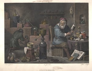 The Alchemist after Painting by David Teniers by Jacques Louis Perée