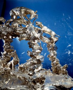 Table by Louis Henri, Duke of Bourbon, Prince of Conde Sculpted a Silver Hunting Scene by Jacques Nicolas Roettiers by Jacques Nicolas Roettiers